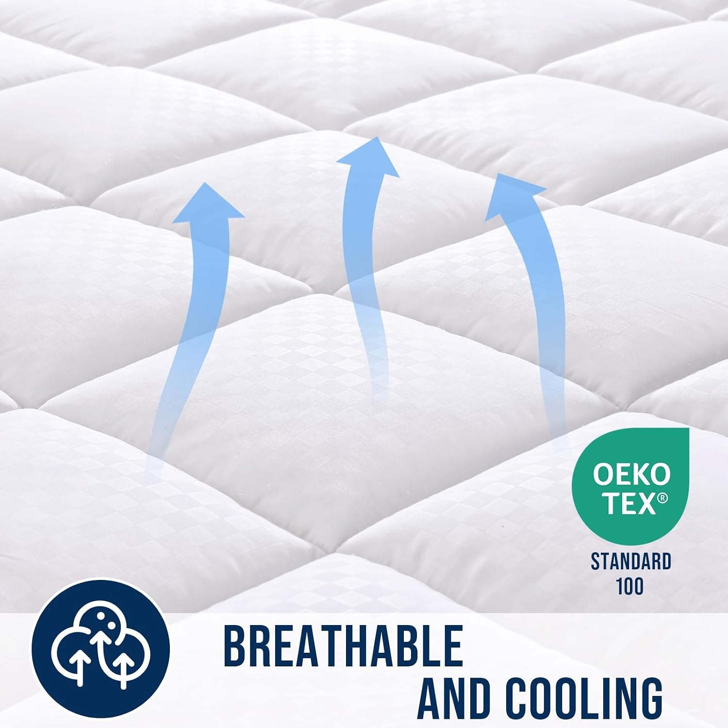 image:imageOLANLY King Quilted Fitted Mattress Pad Soft Pillow Top Mattress Topper Down Alternative Fill Cooling Comfort Breathable Mattress Cover Machine Washable Deep Pocket Mattress Protector WhiteWhite