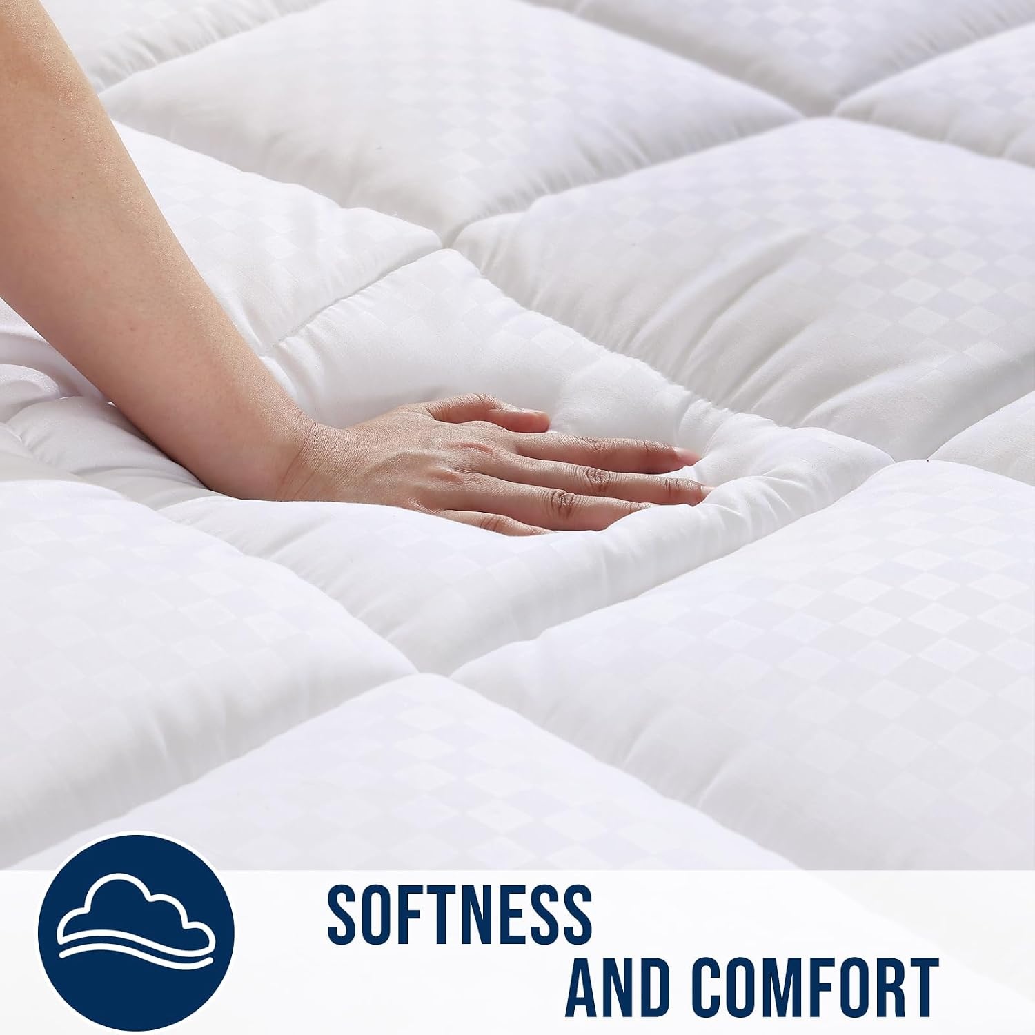 image:imageOLANLY King Quilted Fitted Mattress Pad Soft Pillow Top Mattress Topper Down Alternative Fill Cooling Comfort Breathable Mattress Cover Machine Washable Deep Pocket Mattress Protector WhiteWhite