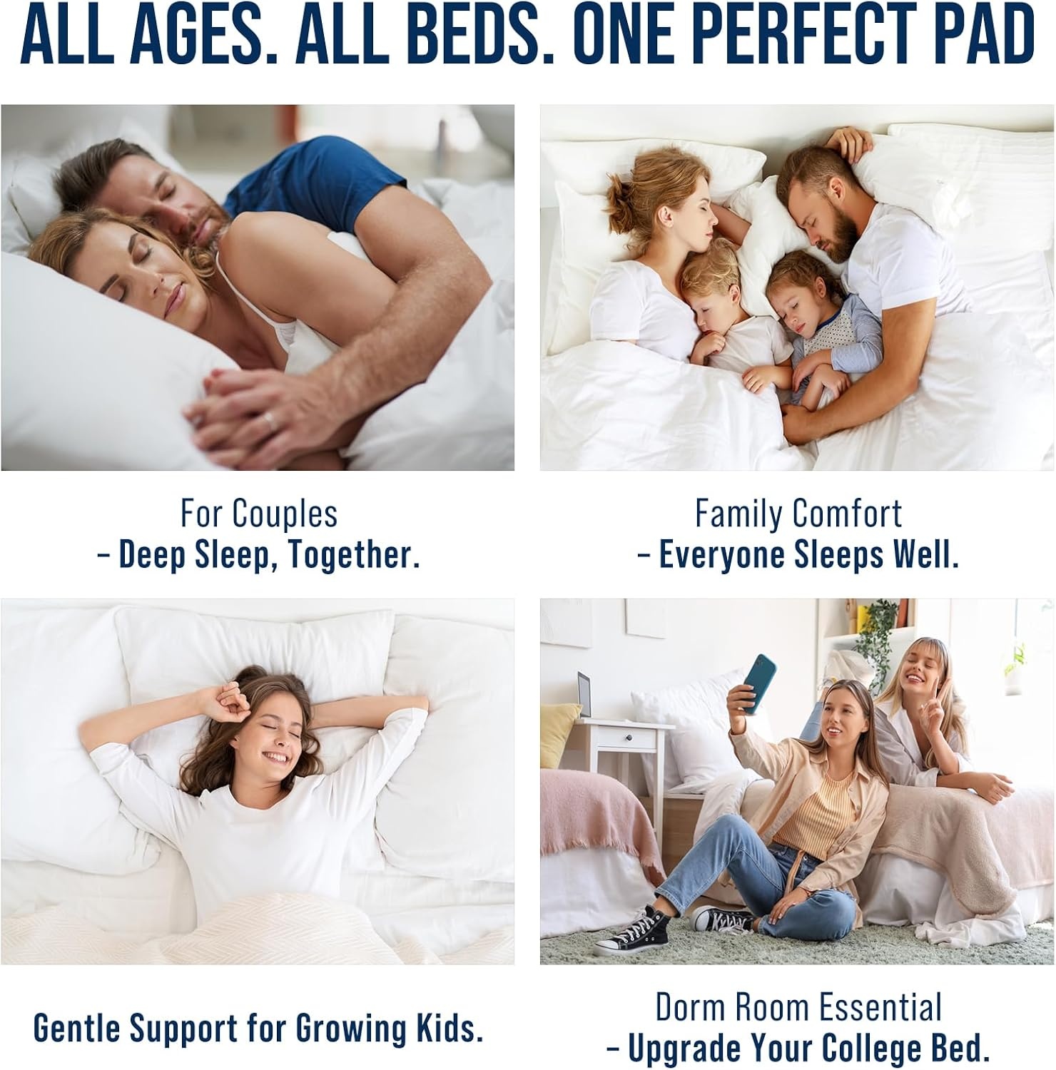 image:imageOLANLY King Quilted Fitted Mattress Pad Soft Pillow Top Mattress Topper Down Alternative Fill Cooling Comfort Breathable Mattress Cover Machine Washable Deep Pocket Mattress Protector WhiteBeige