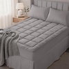 OLANLY King Quilted Fitted Mattress Pad – Soft Pillow Top Mattress Topper, Down Alternative Fill, Cooling Comfort Breathable Mattress Cover, Machine Washable Deep Pocket Mattress Protector, White(Light Grey)