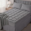 OLANLY King Quilted Fitted Mattress Pad – Soft Pillow Top Mattress Topper, Down Alternative Fill, Cooling Comfort Breathable Mattress Cover, Machine Washable Deep Pocket Mattress Protector, White(Dark Grey)
